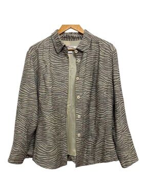 NYGARD collection linen and rayon blend blazer zebra prints plus size 16